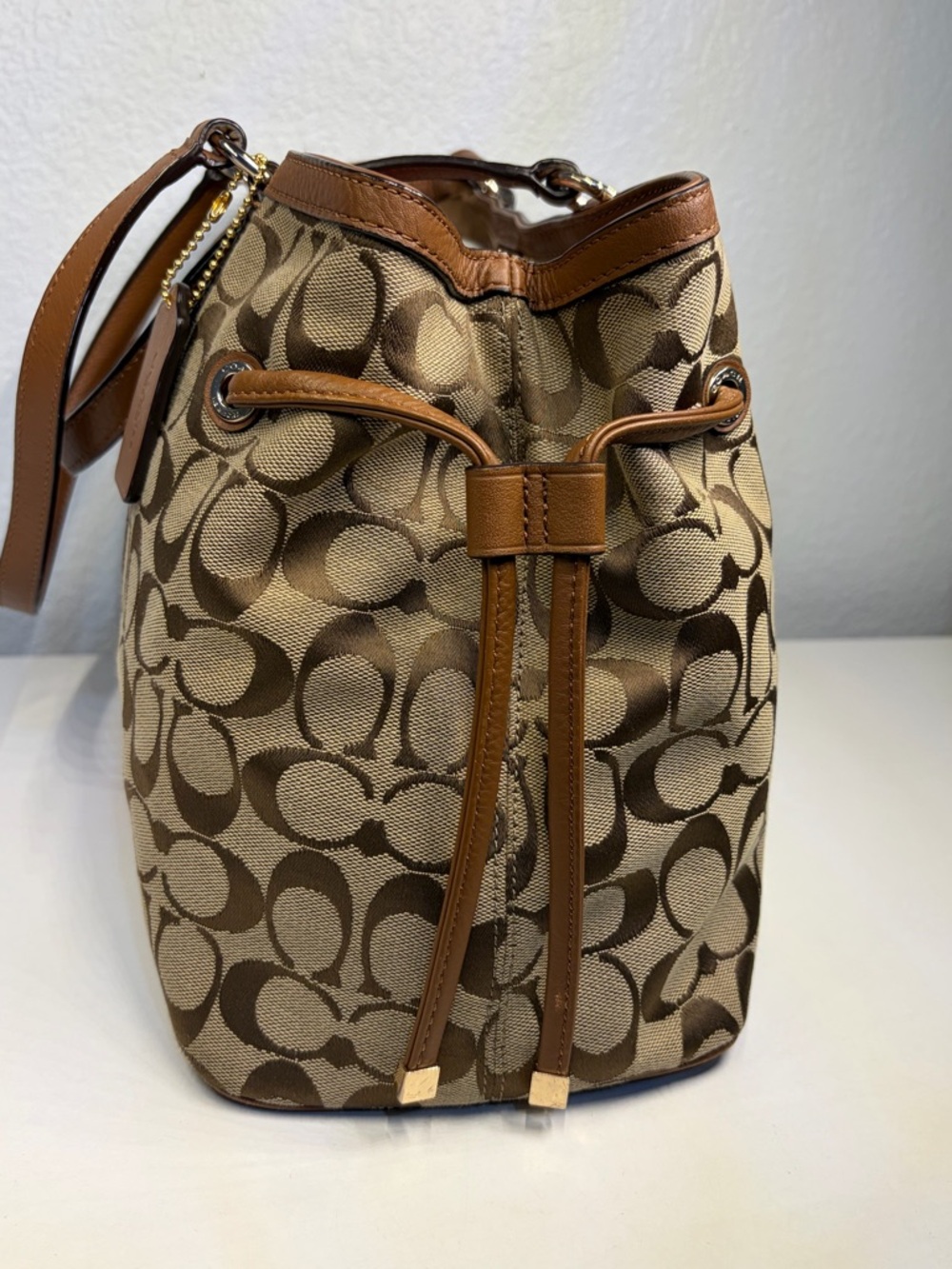 Coach Stripe Drawstring Carryall Shoulder Bag - Picture 6 of 16